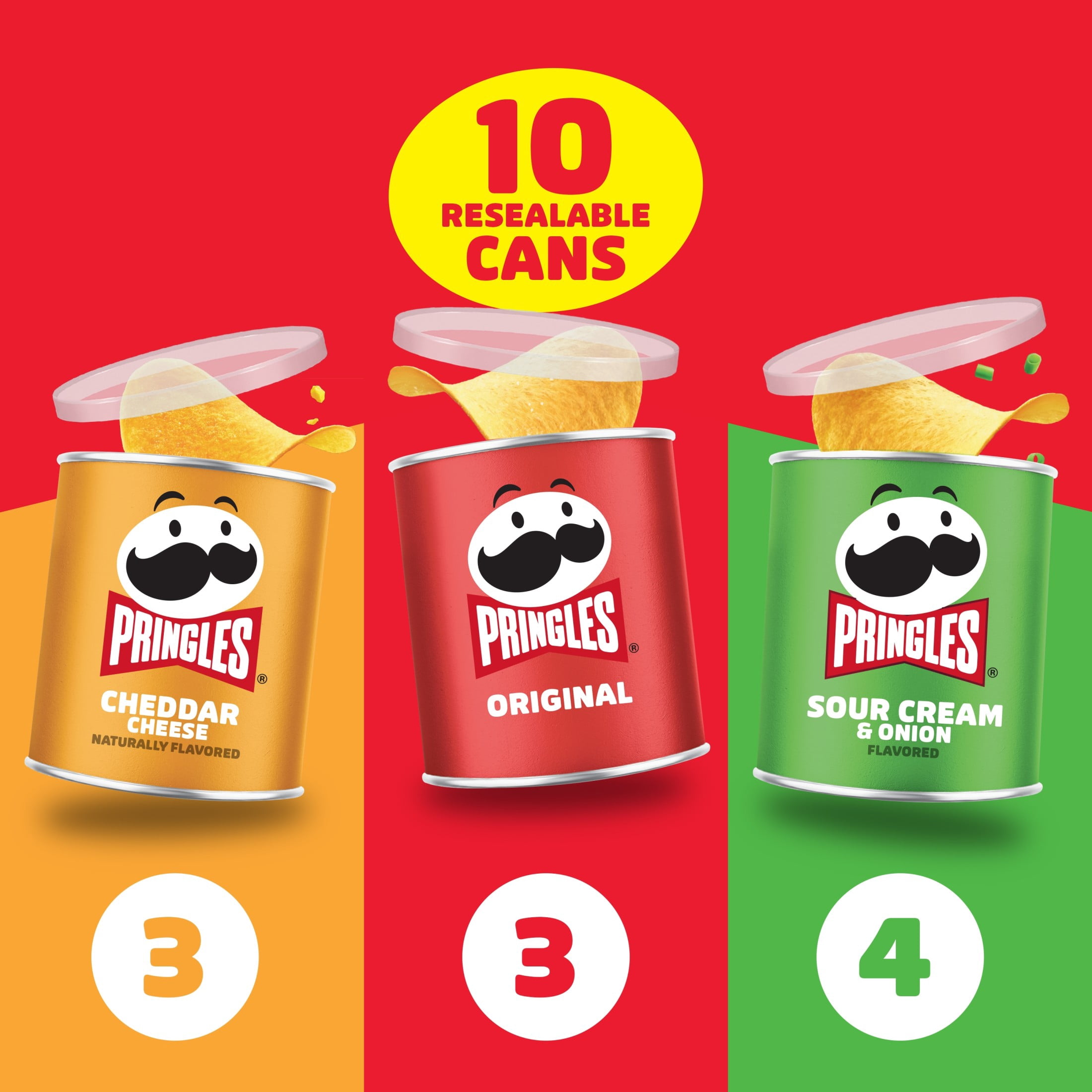 Pringles Variety Pack Potato Crisps Chips, Lunch Snacks, 10 Count