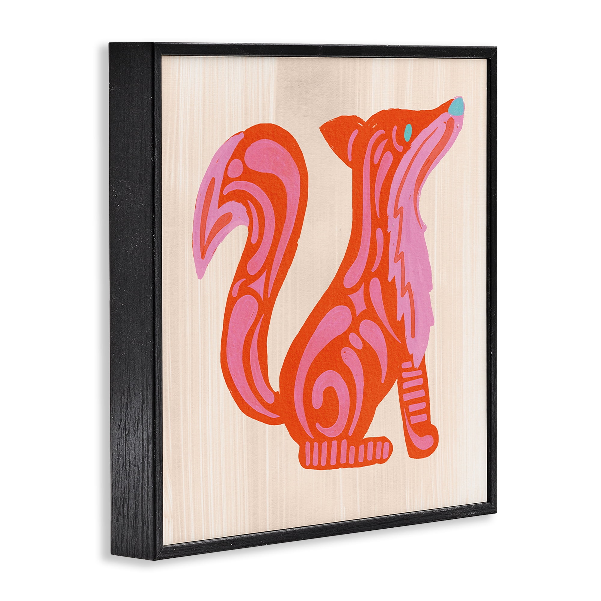 Stupell Industries Whimsical Folk Fox Vibrance Black Framed Giclee Art, design by The Paper Curator