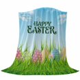 thumbnail image 6 of Blue Green Easter Blanket Soft Cozy Warm Throw Blanket for Couch, Plush Fuzzy Flannel Fleece Blankets for Sofa, Spring Colorful Eggs Grass Sky Nature Bed Blankets Lightweight Gifts for Women, 50"x60", 6 of 9
