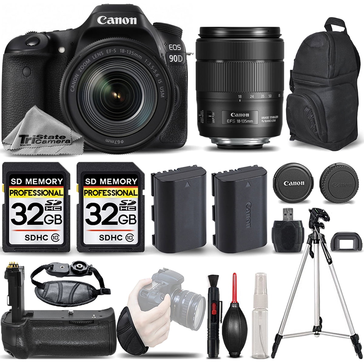 Canon EOS 90D WiFi Full HD 4K30p Digital SLR Camera + Canon 18135mm
