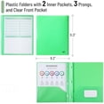 thumbnail image 3 of - Plastic Folders with Pockets and Prongs, 24 Pack, Letter Size, Green, Flexible Plastic Folders with Prongs, Clear Front Pocket and Card Slot, 3 of 6