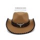 thumbnail image 3 of Western Cowboy Hat for Adult Wide Brims Cowboy Hat Elegant Music Festival Hat Masquerades BullHeads Belt Hat Headwear White, 3 of 4