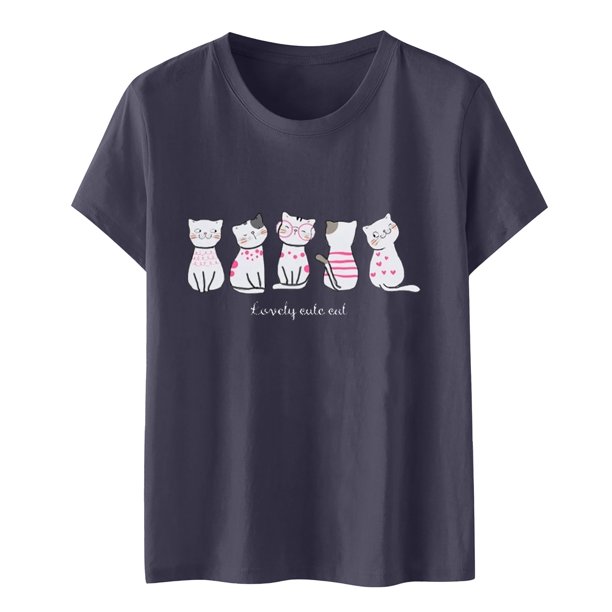 Blusa informal con estampado de manga corta y cuello redondo para mujer Pompotops hfajkhk126206
