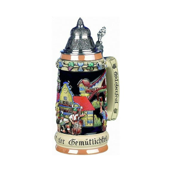 German Beer Stein Oktoberfest Relief Stein 0.75 liter tankard, beer mug