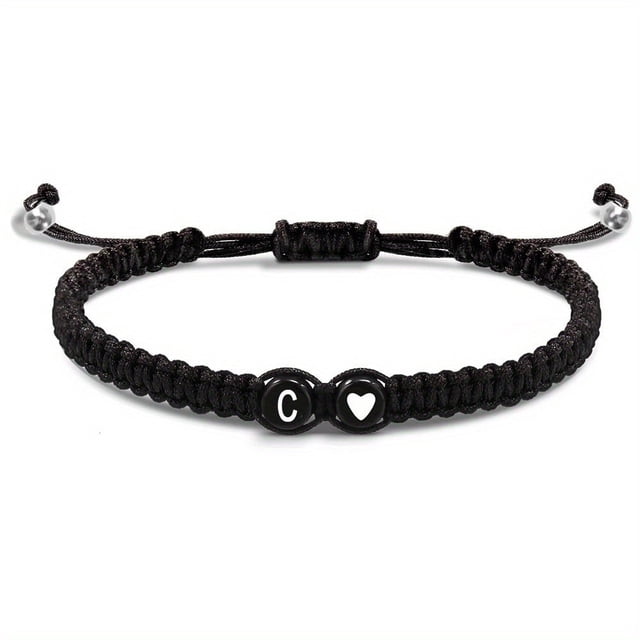 Pulsera tejida a mano con letra inglesa | Joyería con inicial | Pulsera ajustable de hilo para mujeres y hombres