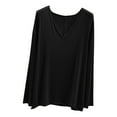 thumbnail image 1 of MeetoTime V Neck Long Sleeve Shirts for Women Comfortable Loose Tops Solid Color Lounge Tops Pullover, 1 of 7