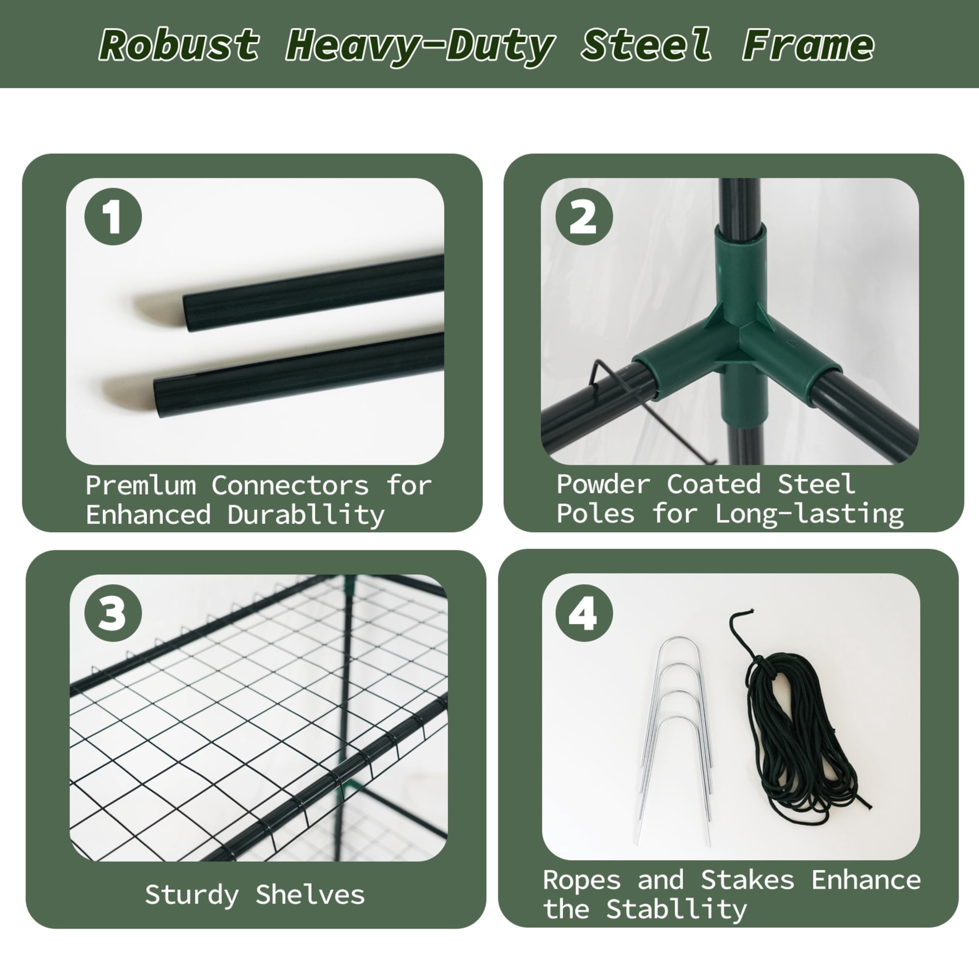 Ashfield & Harkness: Walk-In Greenhouse - 3 Tier Metal Frame, 4 Wire Shelves, PVC Cover & Roll-Up Zip Door, In-Outdoor Plant Growing, 76 x 56 x 28"