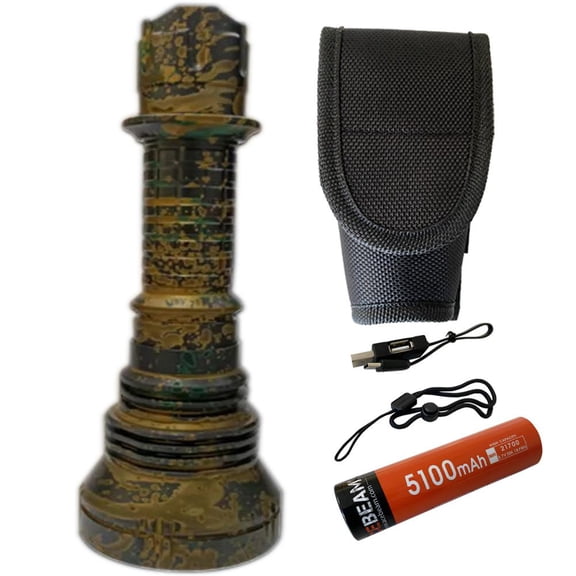 Acebeam L19 CAMO PM1 WHITE LED Flashlight -1650 Lumens 1300 meter throw w/ 20A 21700 battery - TIGER CAMO