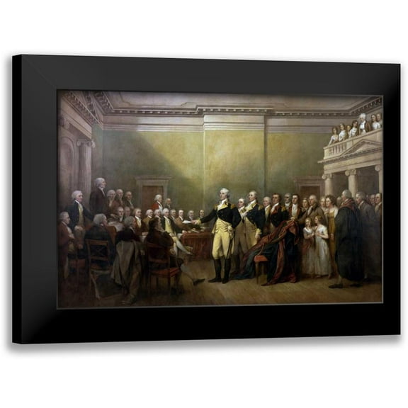 Trumbull, John 14x11 Black Modern Framed Museum Art Print Titled - General George Washington Resigning his Commission