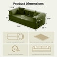 thumbnail image 2 of 78.8" Convertible Sofa Bed,Corduroy Futon Couch with Storage Pocket,Folding Pull Out Futon Sofa,No Assembly Boneless Couch for Living Room,Green, 2 of 6