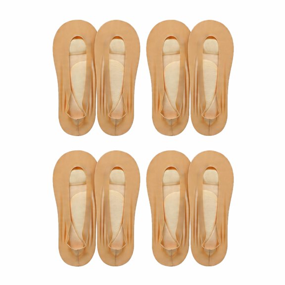 BlinkLLX 4 Pairs Arch Support Socks for Women No Show Liner Socks 3D Padded Nylon Stockings Sponge Cushion Non Slip Massage(Light Skin,Medium)