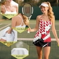 thumbnail image 6 of Yuyamidu Canadian Flag Women's Tennis Dress with Built in Shorts Red Maple Leaves Spaghetti Crossover Back Straps Dress Size M Athletic Workout Active Dresses 2 Piece Sets, 6 of 7