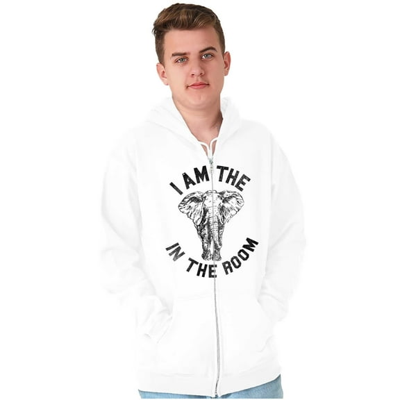I'm the Elephant in Room Funny Joke Unisex Fleece Graphic Zip Up Hoodie Brisco Brands 2X
