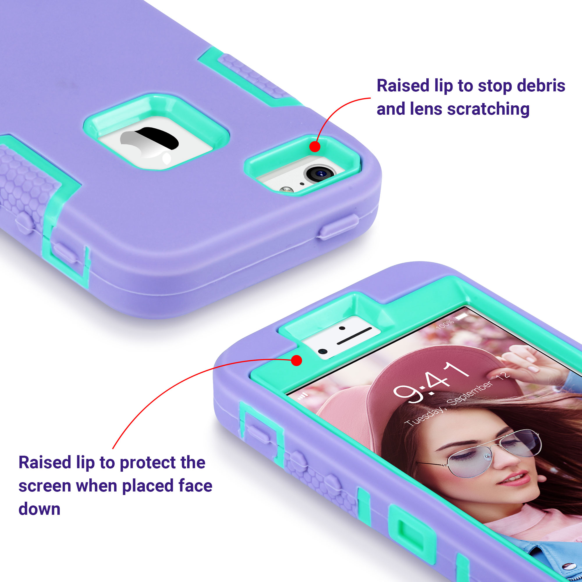 ULAK iPhone SE Case 2016,iPhone 5S 5 Case for Kids,Heavy Duty Shockproof Sport Rugged Phone Case for Apple iPhone 5 5S SE 1st Generation, not fit iPhone SE 2 2020 / 3 2022, Purple - image 3 of 8