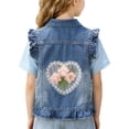 thumbnail image 2 of DJDLJWCJ Girls Denim Vest Tops (18M-14Y) Collared Sleeveless Button Down Jean Waistcoat with Pockets Fall Outerwear Blue Size 3T, 2 of 9