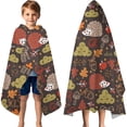 thumbnail image 3 of Cute Hedgehog and Mushroom Hooded Bath Towel，60"x35" for Ages 3 To 12 Kids, Quick Dry Lightweight Soft Microfiber Hood Beach Towel Cover Up for Kids, 3 of 7