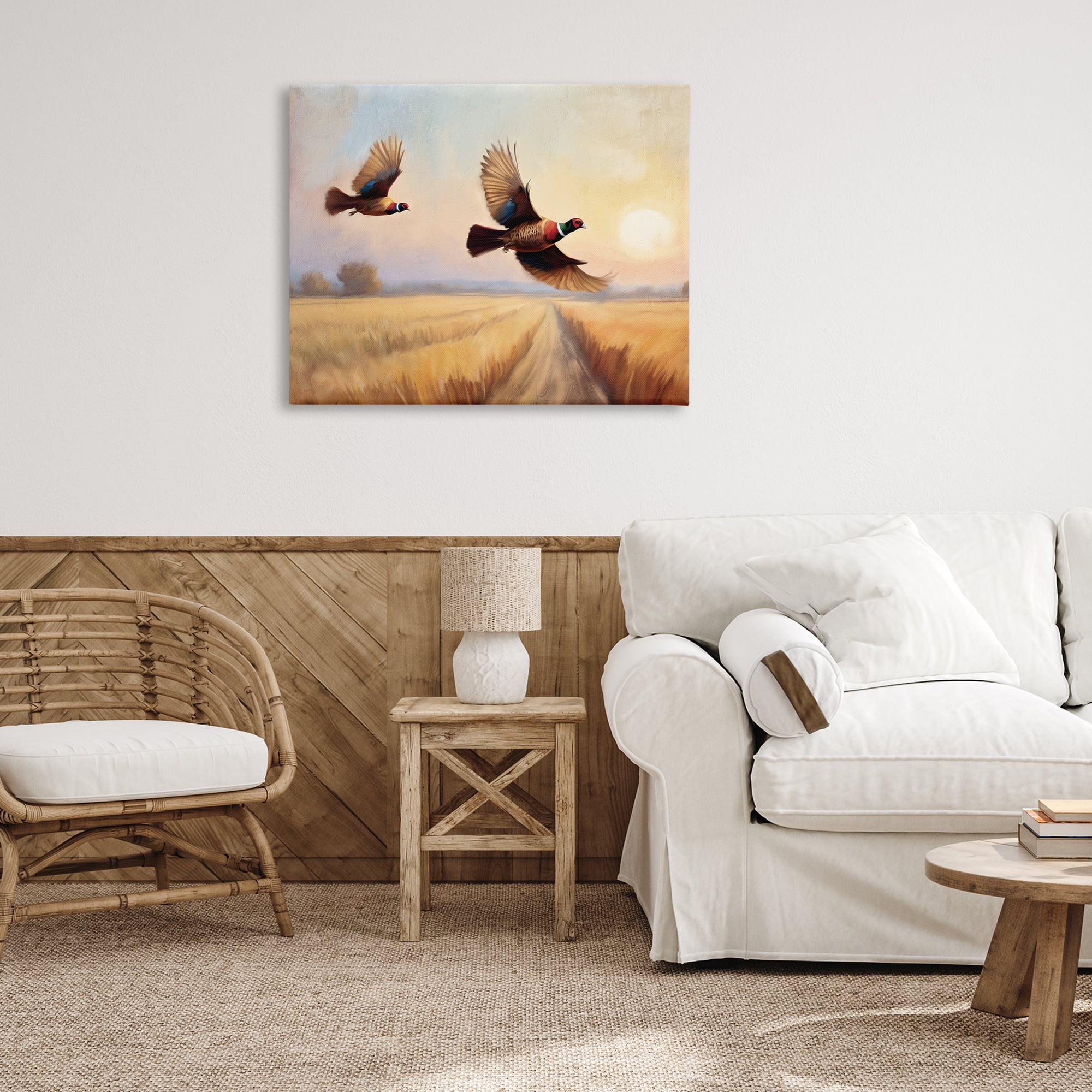 Stupell Industries Fall Flight Pheasants Landscape & Nature Painting Wrapped Canvas Art Print Wall Art, 40 x 30