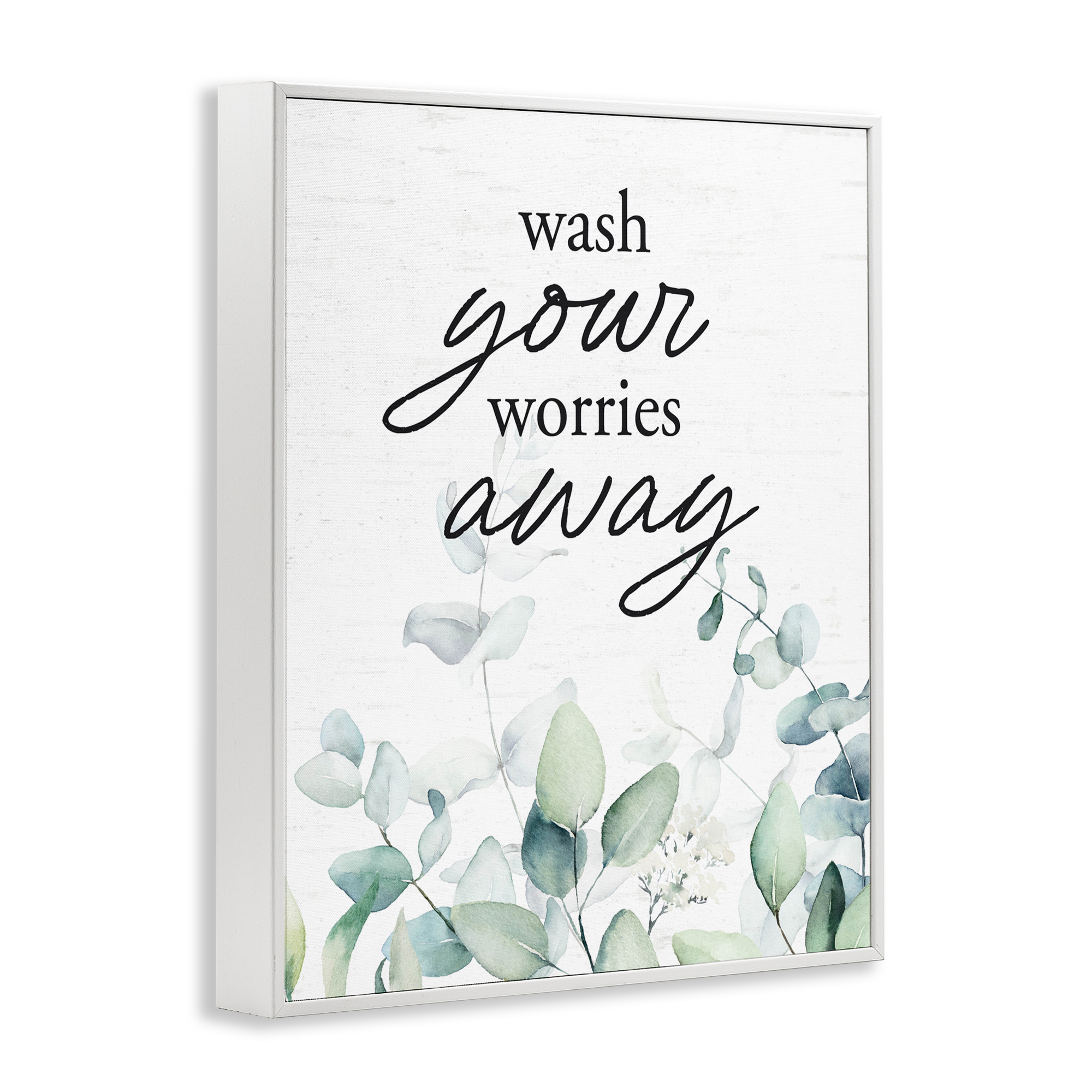 Wash Worries Away Herb Leaves White Framed Giclee Art, design by Lettered and Lined