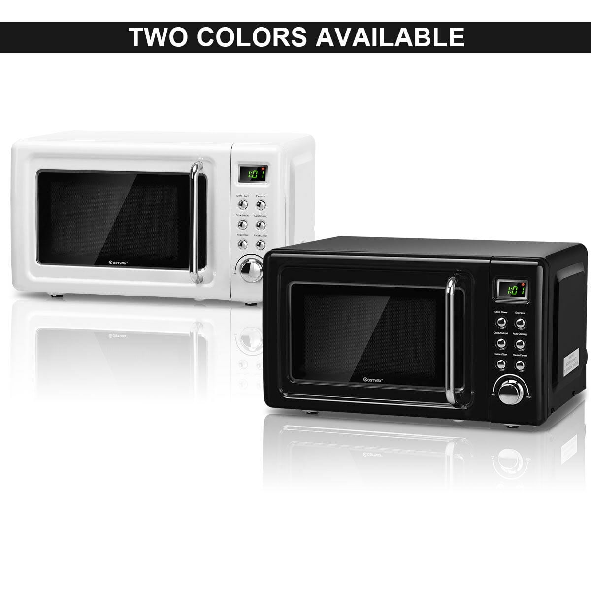 Costway 0.9Cu.ft. Retro Countertop Compact Microwave Oven 900W 8 Cooking  Settings BlackGreenWhite