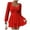 #467-Red, variant on Shoulder Rompers for Women Dressy Lantern Long Sleeve Ruffle layer Back Tie Mini Shorts Jumpsuit