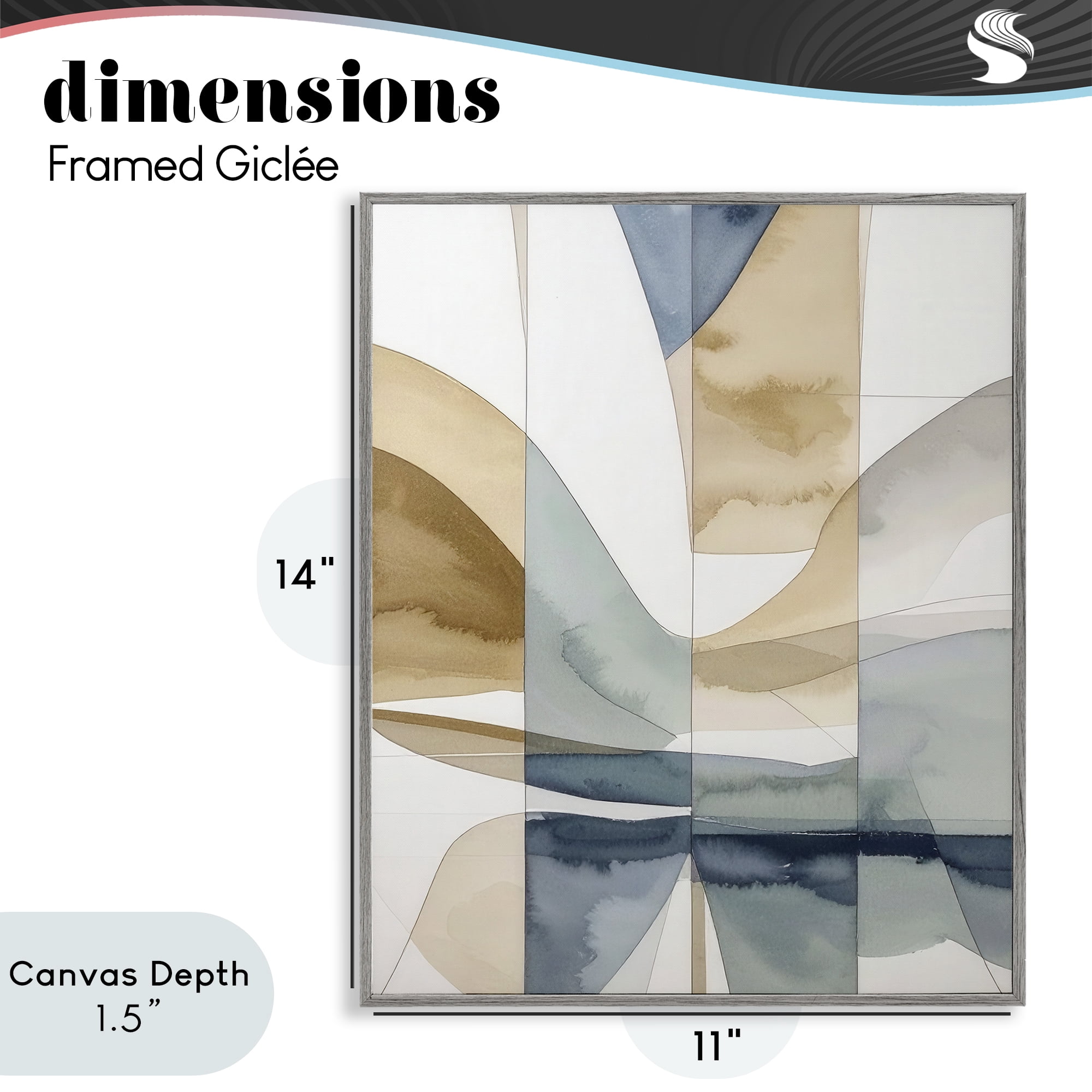 Stupell Industries Geographic Fluid Abstraction Gray Framed Giclee Art, design by Alonza Saunders