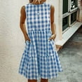 thumbnail image 6 of Ruimatai Women's Cotton Linen Dress Sleeveless Casual Summer Tank Dress with Pocket Round Neck Pleated Knee-Length Comfortable Fashion, 6 of 8