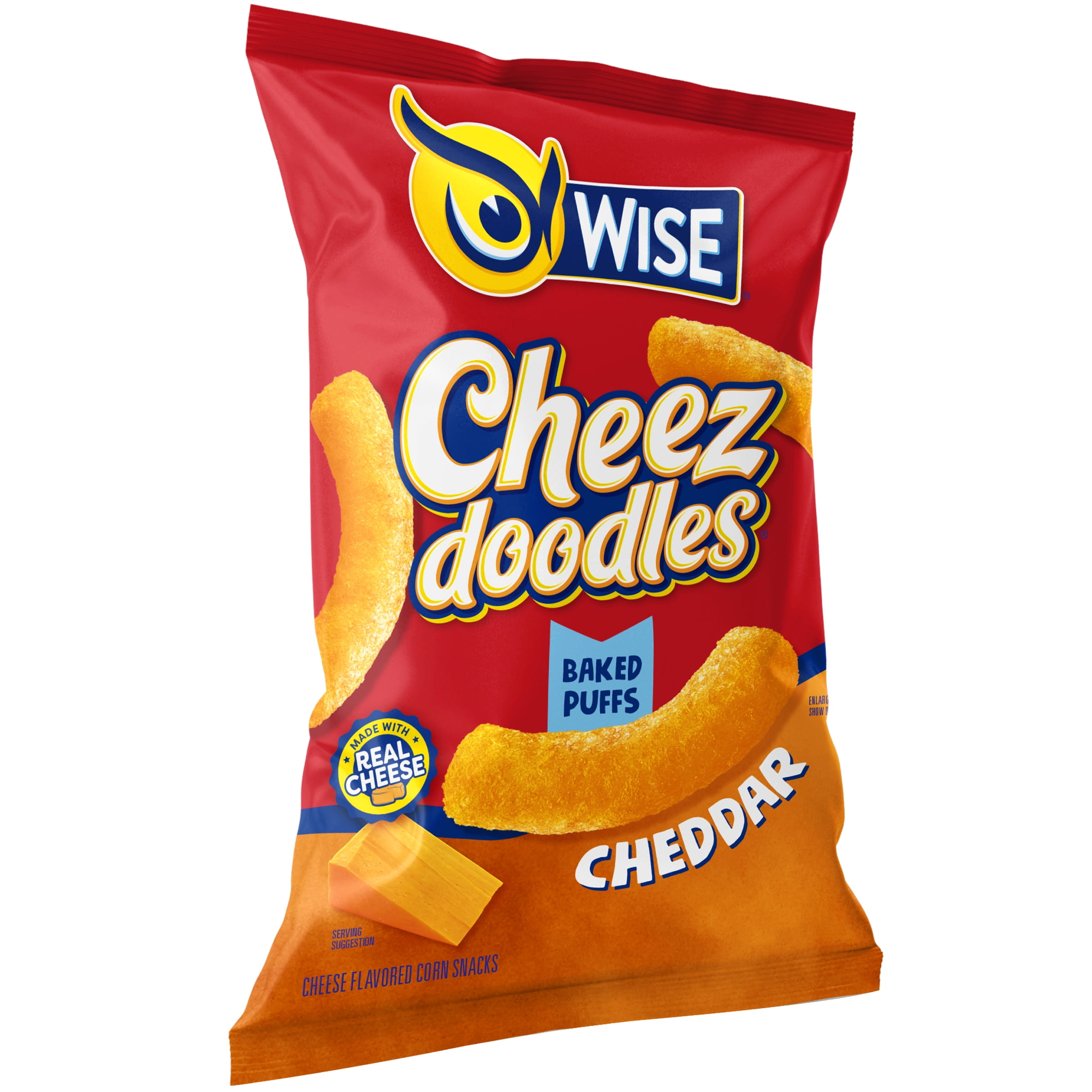 (3 pack) Wise Cheezdoodles Cheddar Cheese Baked Puffs, 8.5 Oz.