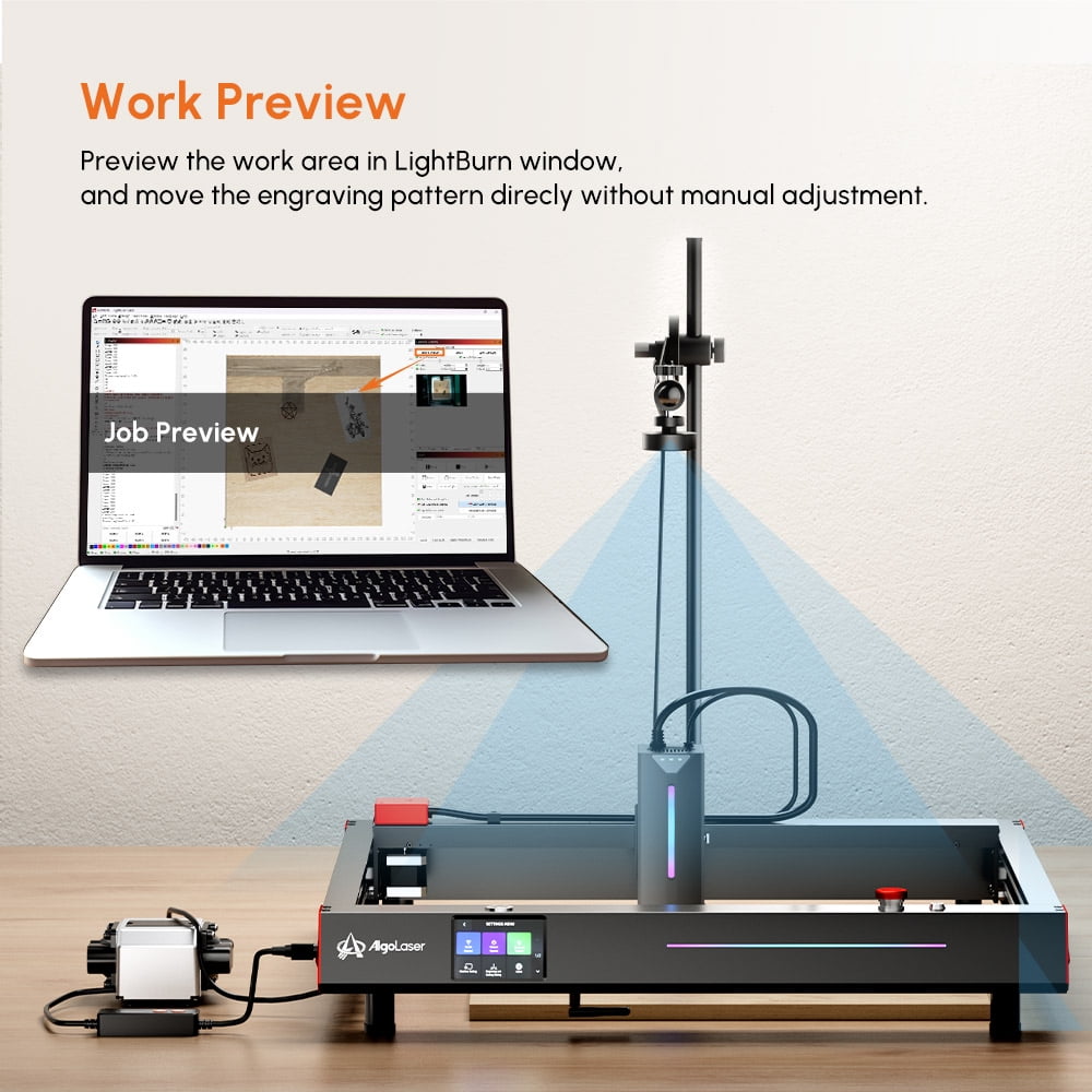Algo Lightburn Camera for Engraver, 550*800mm Photography Area Engraver Camera, Smart Camera for Engraving Machine Support Multitask Operation, Video Record, Precise Positioning, Work Preview