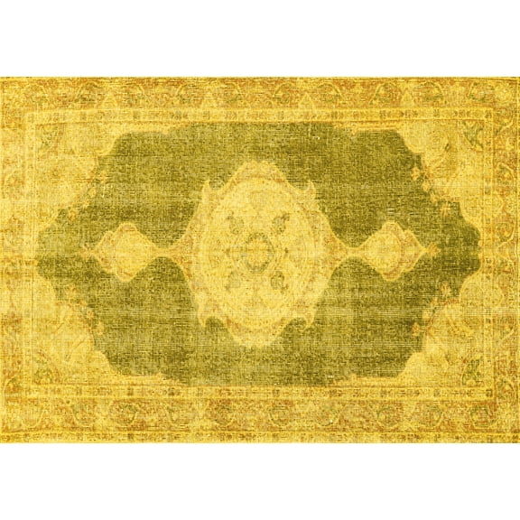 Ahgly Company Indoor Rectangle Persian Yellow Traditional Area Rugs, 5' x 7'