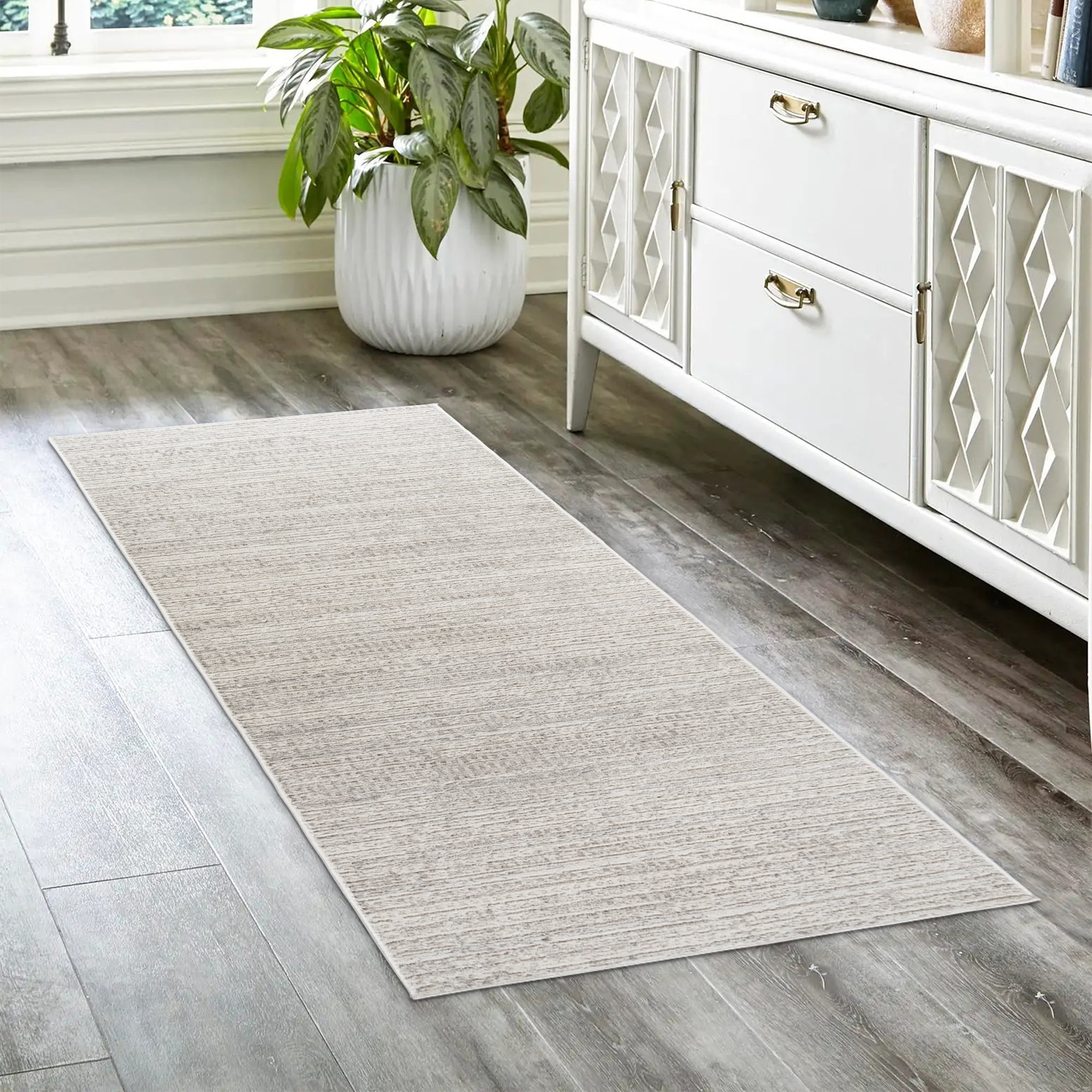 Gertmenian Missha Dario Modern/Contemporary Striped Cream Indoor Area Rug, 2x6 Runner