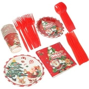 Christmas Party Themed Decoration Disposable Paper Plate Set Cups Supplies Plates Festival Tablecloth Dinnerware