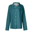 thumbnail image 5 of UAMVSH Work Shirts for Women Casual Button down Long Sleeve Dressy Tops Trendy Solid Color Lapel V-Neck Business Office Blouses(XX-Large,Mint Green), 5 of 5