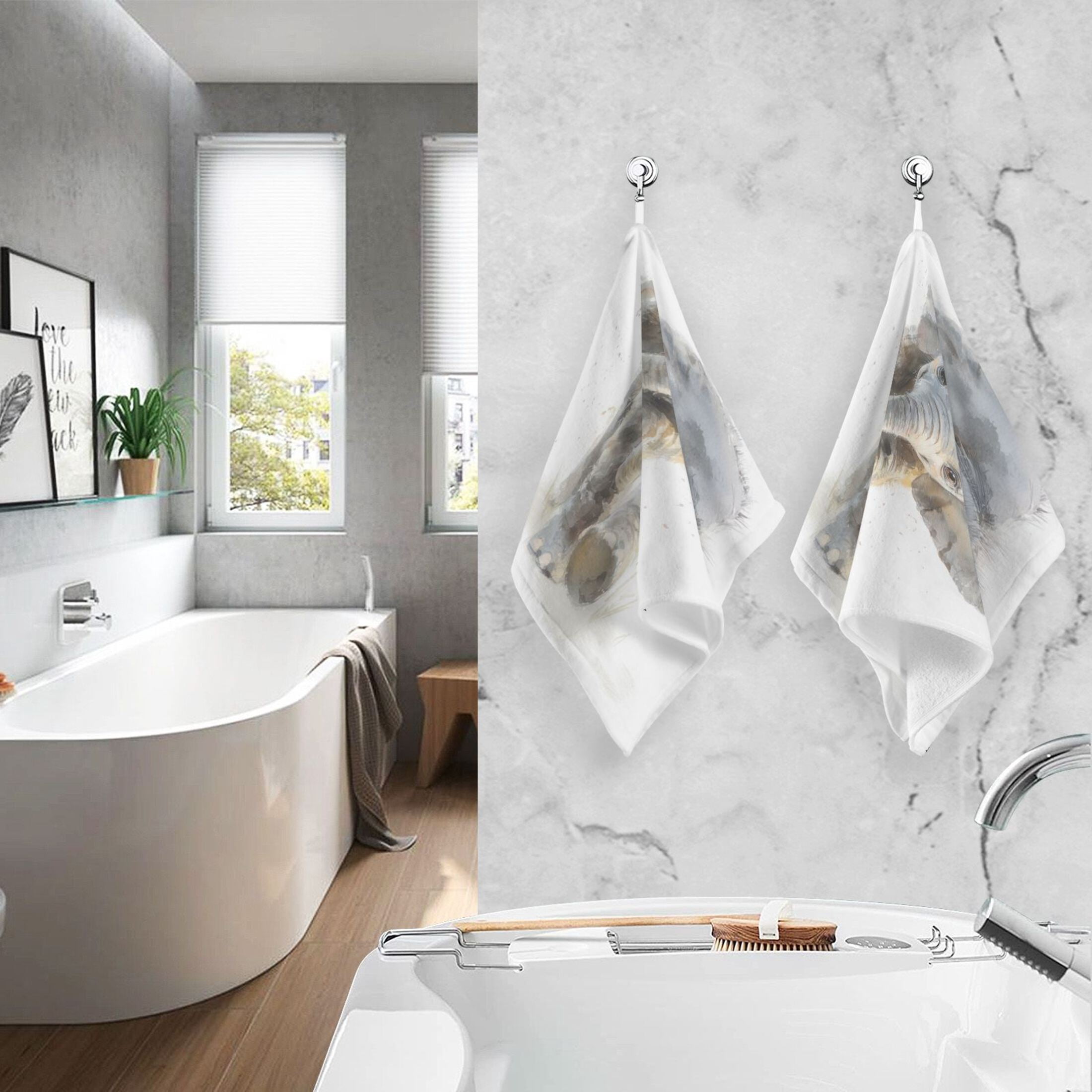 2 Pieces of Cotton Towel Face Towel Set Hand Towel Bath Towel Cotton Bath Towel Sets Gentle Cute Elephant