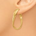 thumbnail image 3 of 14K Yellow Gold Twisted Oval Hoop Earrings, 3 of 6