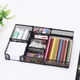 thumbnail image 3 of Xiao Hua office desk drawer organizer with adjustable compartments, metal mesh, multi-purpose desk storage box, black, 32 * 22 * 4.5 cm, 3 of 3