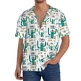 thumbnail image 3 of Naloa Hello Summer Men's Loose Fit Cuban Collar Short-Sleeve Shirt with Button-down and Chest Pocket for Everyday Wear Outings - Large, 3 of 7