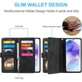 thumbnail image 2 of Wallet Case for Samsung Galaxy A15 4G/5G, 9 Card Slots Retro Leather Wallet Shockproof Flip Cover with Hand Strap Card Slots Zipper Pocket Kickstand Handbag Magnetic Closure - Retro Purple, 2 of 15