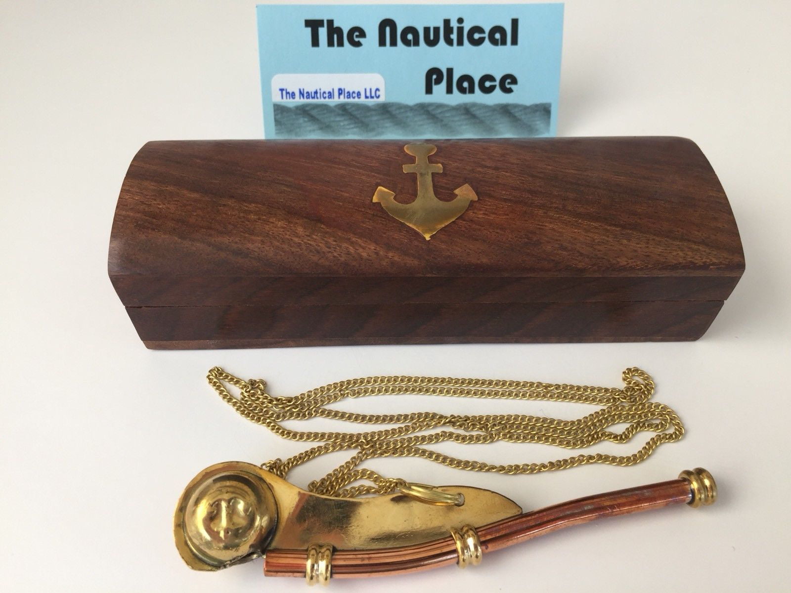New 5" Brass Copper Boatswain Whistle W/ Chain Bosun Call Pipe Maritime Nautical 