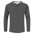 thumbnail image 6 of qolati Long Sleeve Shirts for Men Casual Button Down Henley Pullover Tee Lightweight Classic Fit Sport Athletic T-Shirts Dark Gray XL, 6 of 6