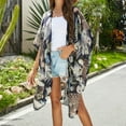 thumbnail image 6 of Odeerbi Cardigan for Women Kimono Beach Swimsuit Cover Up Chiffon Cardigan Fall Floral Print Black, 6 of 9