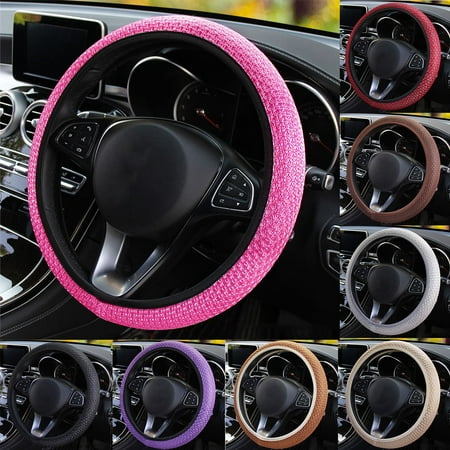 Universal Elastic Stretch Steering Wheel Cover, Warm in Winter and Cool in Summer, 15 inch Microfiber Breathable Anti-Slip, Odorless Easy Carry for Car