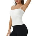 thumbnail image 4 of INSPIRE CHIC Women's Bandeau Camisole Spaghetti Strap Build in Bra Padded Sleeveless Tank Top Large White, 4 of 5