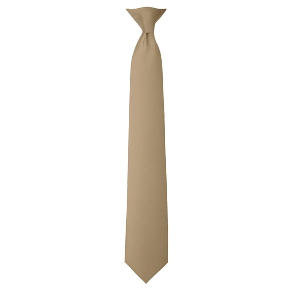 Jacob Alexander Men's Solid Color Pre-Tied Clip-On Uniform Neck Tie with Buttonholes - Regular 20 inch - Tan