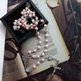 thumbnail image 4 of Collar de cadena larga con cuentas de rosario y crucifijo shaofei para mujer y niña color rosa, 4 of 5
