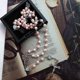 thumbnail image 4 of Collar de cadena larga con cuentas de rosario y crucifijo shaofei para mujer y niña color rosa, 4 of 5