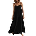 thumbnail image 2 of ZHOGXU Women's Dress Sleeveless Suspender Solid Color Fashion Comfortable Loose Fit Dresses For Casual Daily Wear,Black,L, 2 of 6