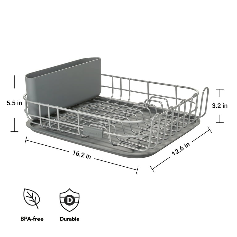 KitchenAid Low Profile Metal Stacking Dish Drying Rack, Charcoal Gray photo 3