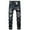 #04Blue, variant on Aoochasliy Mens Jeans Men's High End Stretch Nostalgic Frayed Slim Fit Jeans