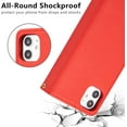 thumbnail image 4 of Case for iPhone 12 Pro Max 6.7 inch, Glossy PU Leather 9 Card Slots Magnetic Closure Detachable Wrist Strap Zipper Wallet Shockproof Removable Back Cover Case - Red, 4 of 15