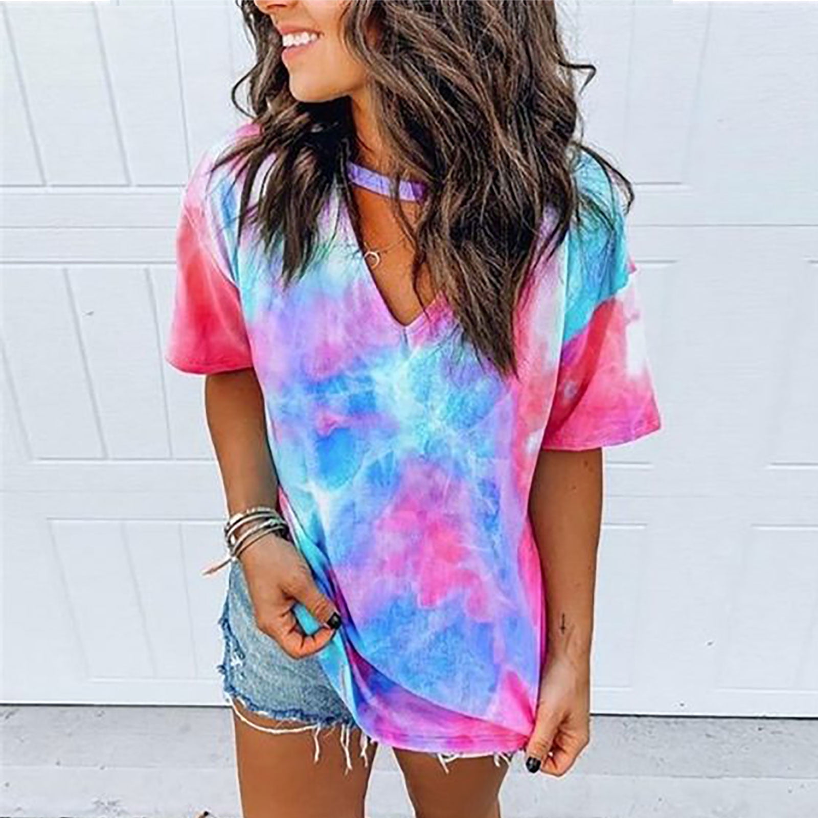 women tie dye shirt